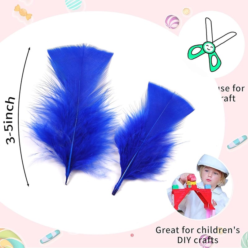 Soarer Royal Blue Turkey Feathers - 300pcs 3-5inch Feathers for Kindergarten DIY Crafts,Wedding Home Party Decorations,Dream Catcher Supplies(Royal Blue) - Image 3
